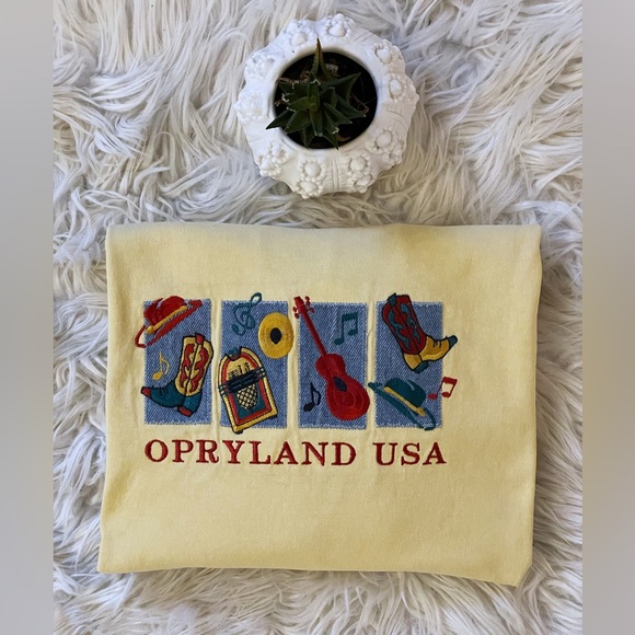 Vintage classic crewneck s/s Opryland USA souvenir butter yellow graphic tee, M - Picture 15 of 16